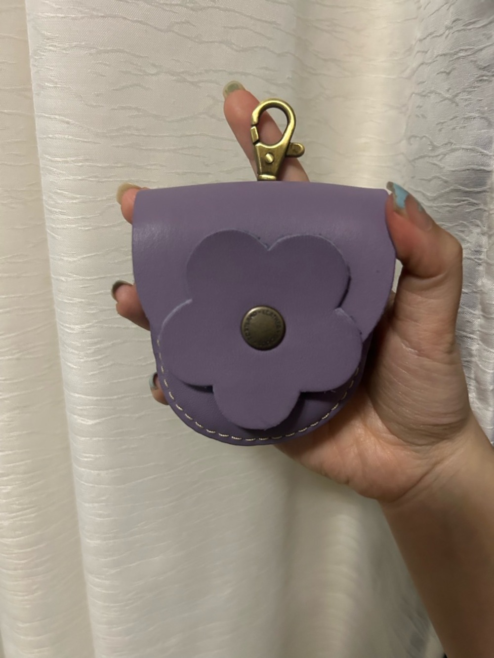 PLG (Portland Leather Goods) petunia keychain pouch in lavender purple